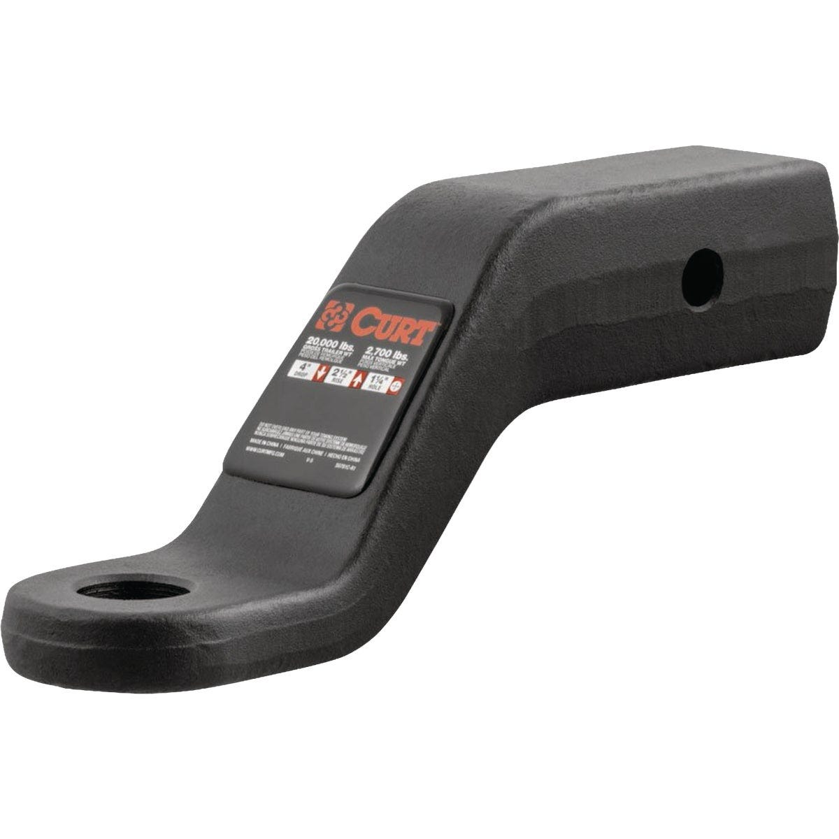 CURT 20000 Lb. 4 In. Drop 2-1/2 In. Rise 1-1/4 In Hole Commercial-Duty Trailer Hitch Ball Mount fits 2-1/2 In. Receiver