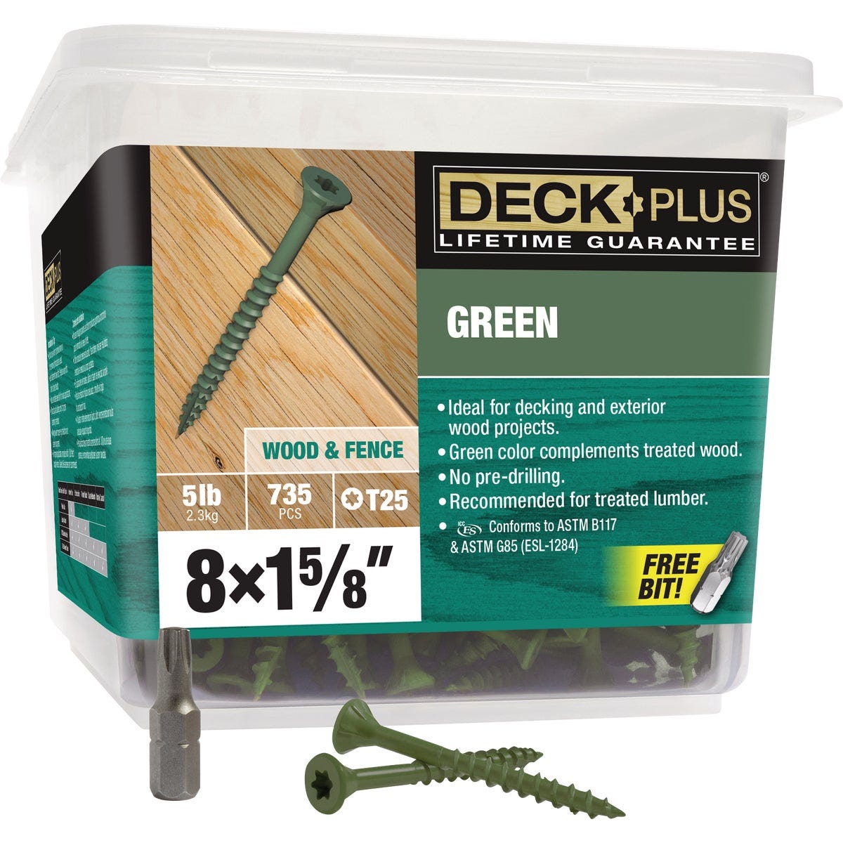 Hillman Deck Plus #10 x 2-1/2 In. Green Deck Screw (365-Count) Hillman Deck Plus #10 x 2-1/2 In. Green Deck Screw (365-Count)