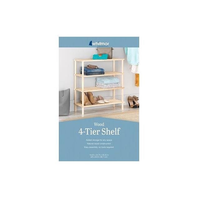 Whitmor 10.25 x 24.75 x 26.25 In. Wood 4-Tier Storage Shelf - photo 2 Whitmor 10.25 x 24.75 x 26.25 In. Wood 4-Tier Storage Shelf - photo 2