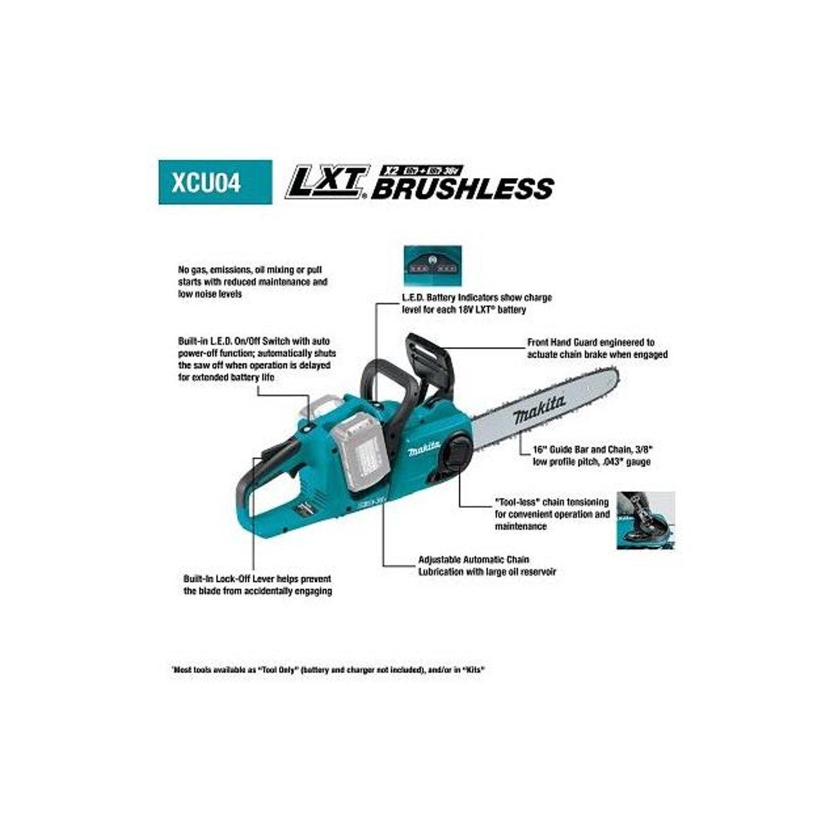 Makita 36V LXT 16 In. Brushless Chain Saw Kit with (2) 18V Batteries - photo 4 Makita 36V LXT 16 In. Brushless Chain Saw Kit with (2) 18V Batteries - photo 4