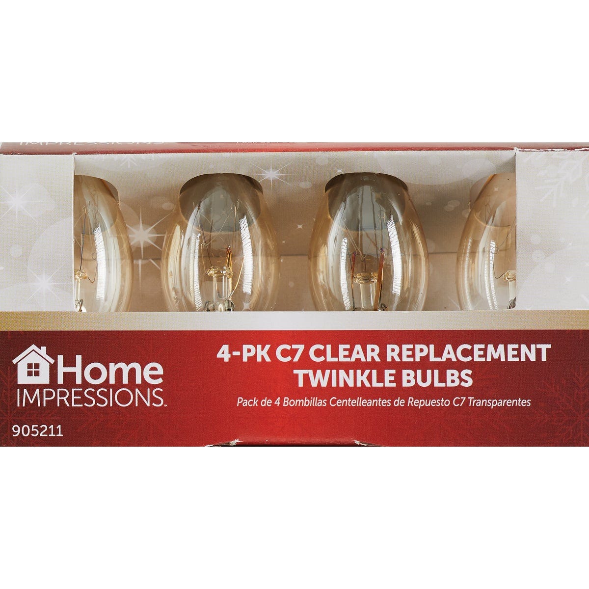 Home Impressions C7 Clear Twinkle 125V Replacement Light Bulb (4-Pack)