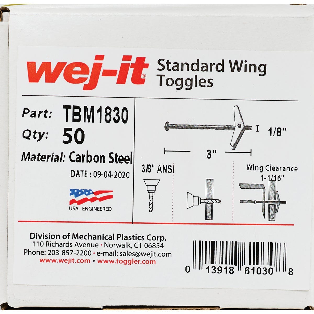 Wej-it 1/8 In. x 3 In. Mushroom-Head Wing Toggle Bolt Anchor (50-Count) - photo 2