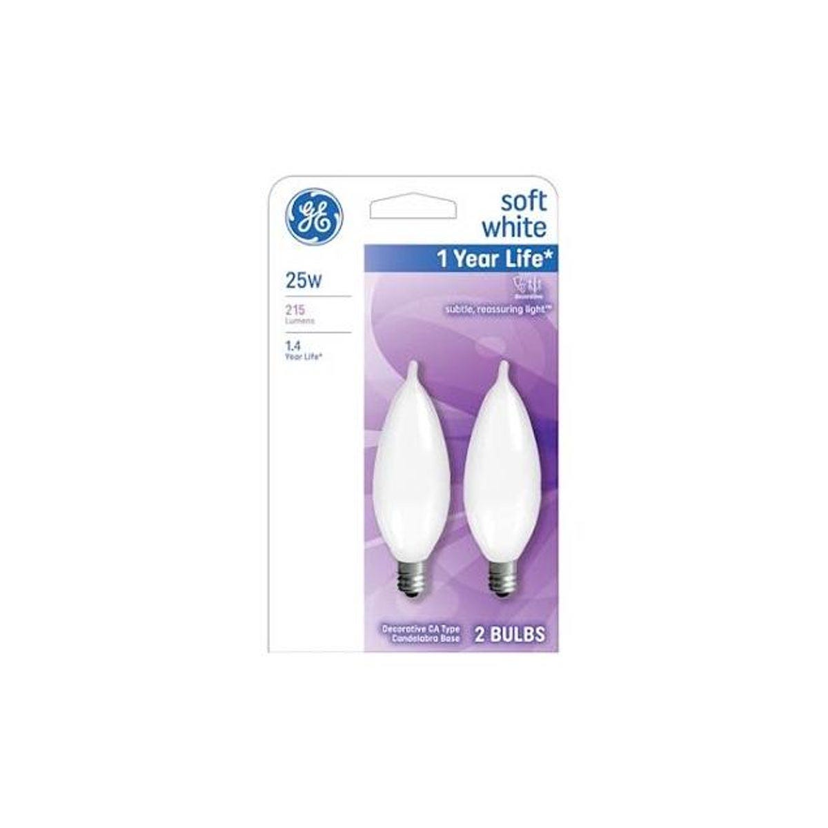 GE 25W Frosted Bent-Tip Candelabra Light Bulb (2-Pack) GE 25W Frosted Bent-Tip Candelabra Light Bulb (2-Pack)