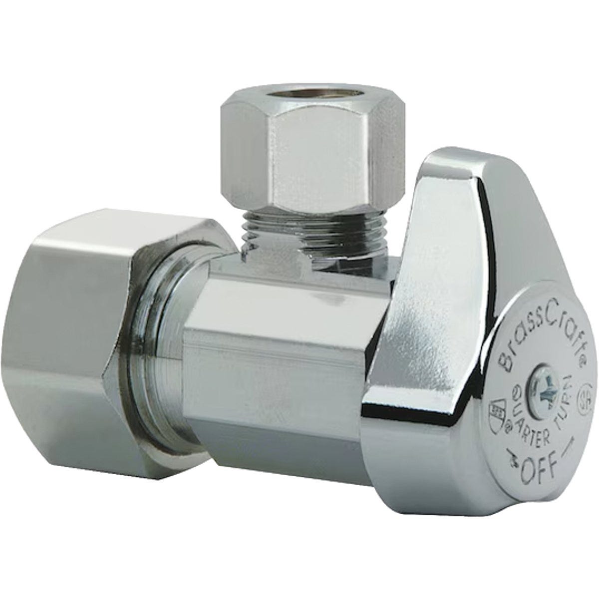 Brasscraft 1/2 In. Nom Compr. (5/8 In. OD) x 3/8 In. O.D. COMP Angle Stop Valve