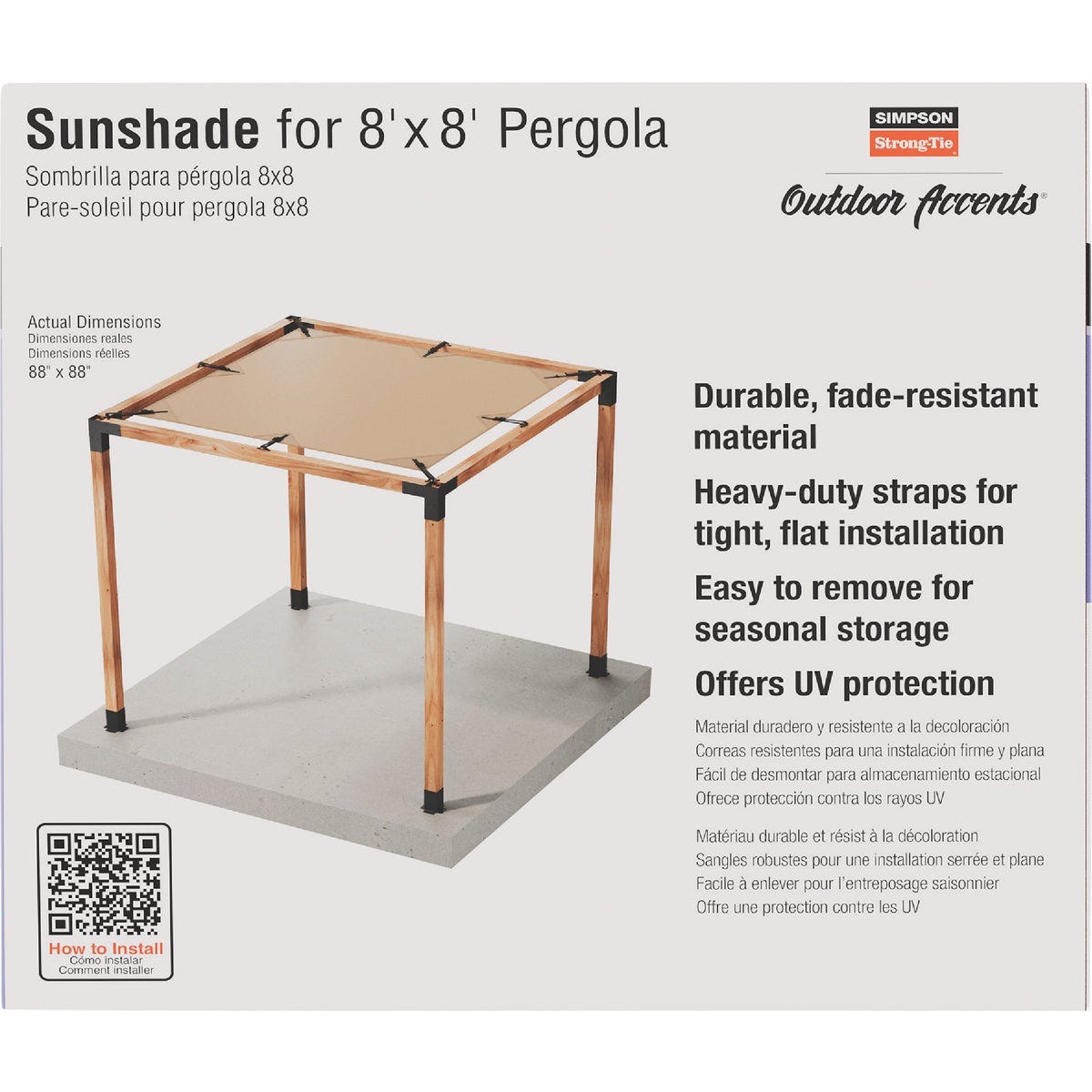 Simpson Strong-Tie Outdoor Accents Sage System Sunshade for 8 Ft. x 8 Ft. Pergola, Tan - photo 5