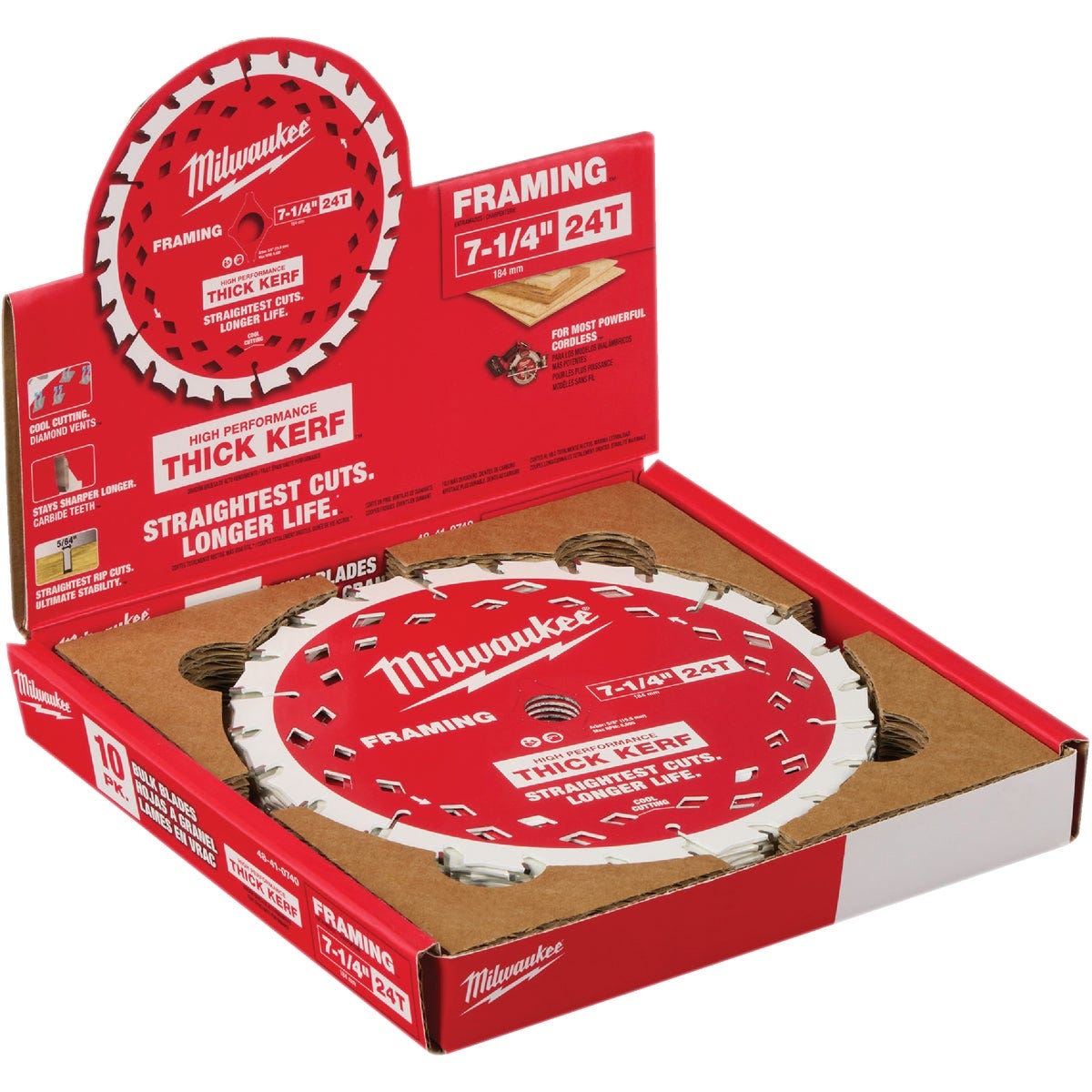 Milwaukee 7-1/4 In. 24-Tooth Thick Kerf Framing Circular Saw Blade (10-Pack) - photo 3 Milwaukee 7-1/4 In. 24-Tooth Thick Kerf Framing Circular Saw Blade (10-Pack) - photo 3