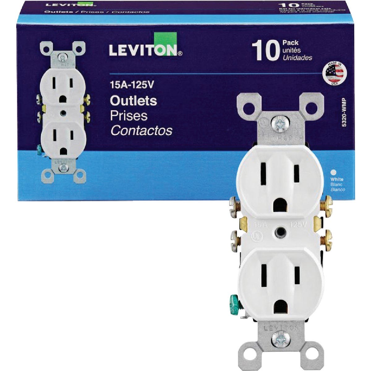 Leviton 15A White 5-15R Duplex Outlet (10-Pack) Leviton 15A White 5-15R Duplex Outlet (10-Pack)