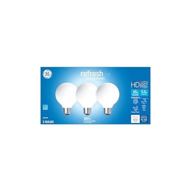 GE 3-Pack 5.5W 500 Lumens LED Globe Light Bulbs