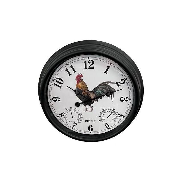 Headwind 15 In. Dial Rooster Outdoor Clock & Thermometer Headwind 15 In. Dial Rooster Outdoor Clock & Thermometer