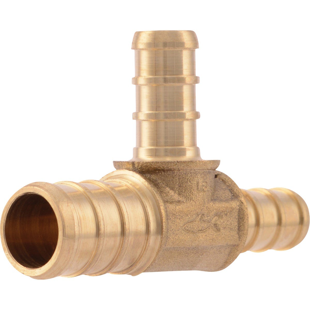 SharkBite 1/2 In. x 3/8 In. x 3/8 In. Barb Brass PEX Tee SharkBite 1/2 In. x 3/8 In. x 3/8 In. Barb Brass PEX Tee