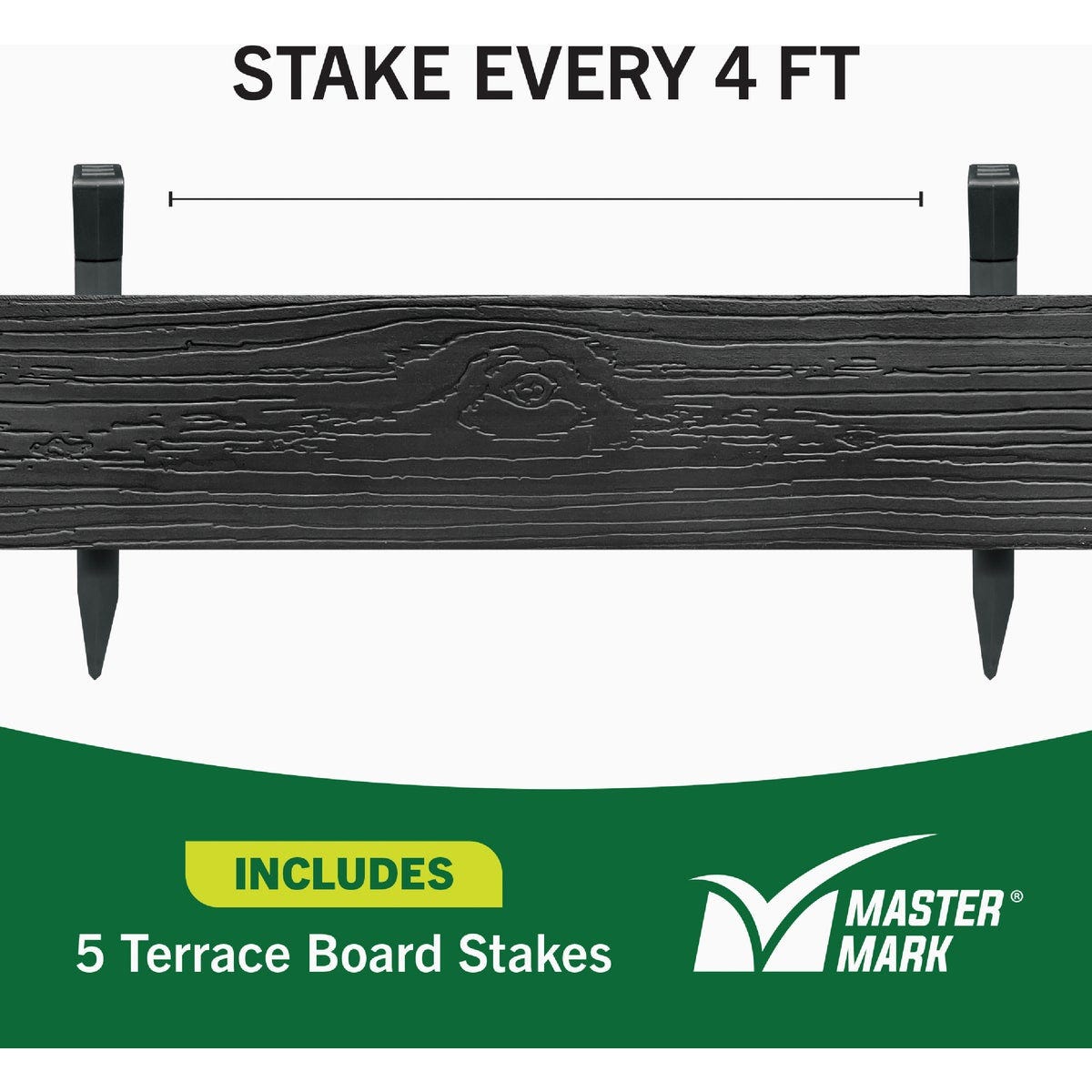 Master Mark 5 In. x 20 Ft. Black Terrace Board Lawn Edging with Stakes - photo 6