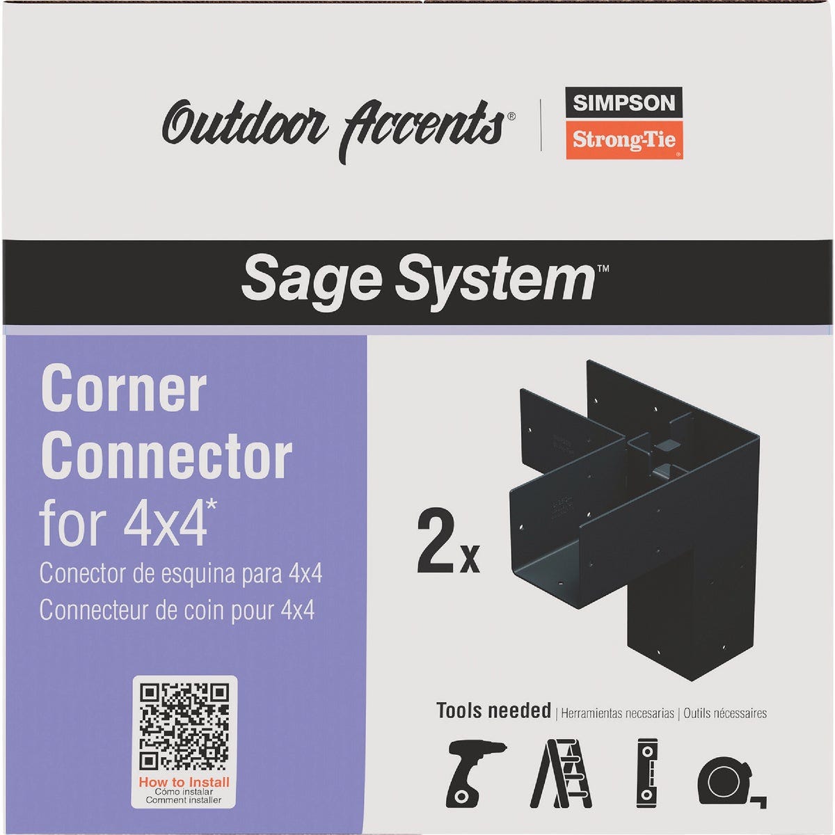 Simpson Strong-Tie Outdoor Accents Sage System Black Powder-Coated Corner Connector for 4x4 with Screws (2-Pack) - photo 3