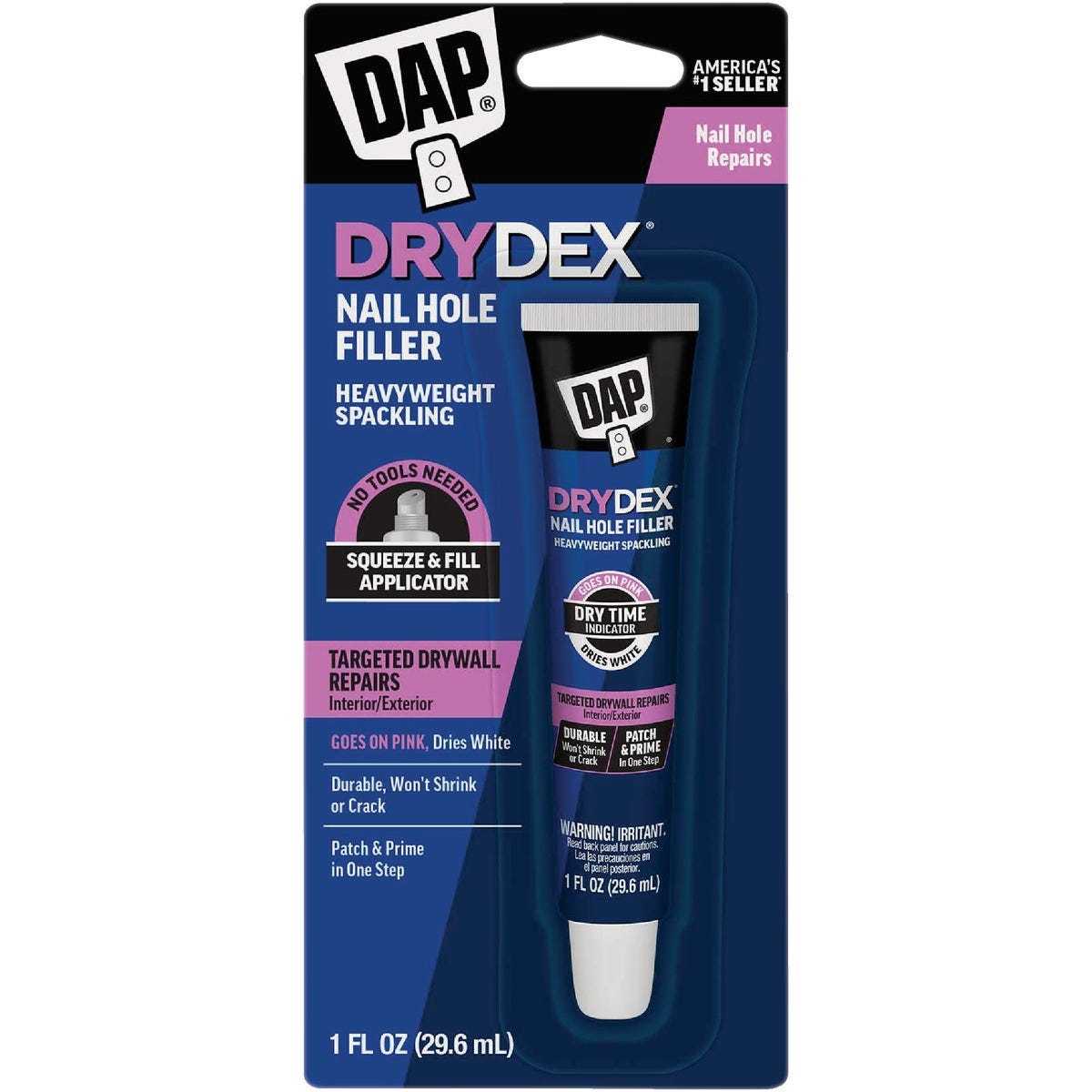 DAP DryDex 1 Oz. Nail Hole Filler Heavyweight Spackling DAP DryDex 1 Oz. Nail Hole Filler Heavyweight Spackling