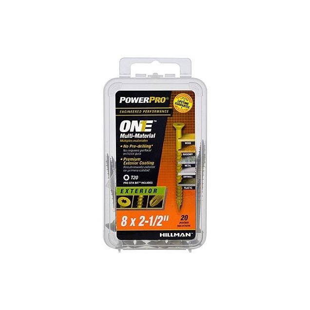 Hillman Power Pro One Exterior Screws, Flat Head, Bronze Epoxy Coated, #8 x 2.5 In. (20-Pack) Hillman Power Pro One Exterior Screws, Flat Head, Bronze Epoxy Coated, #8 x 2.5 In. (20-Pack)