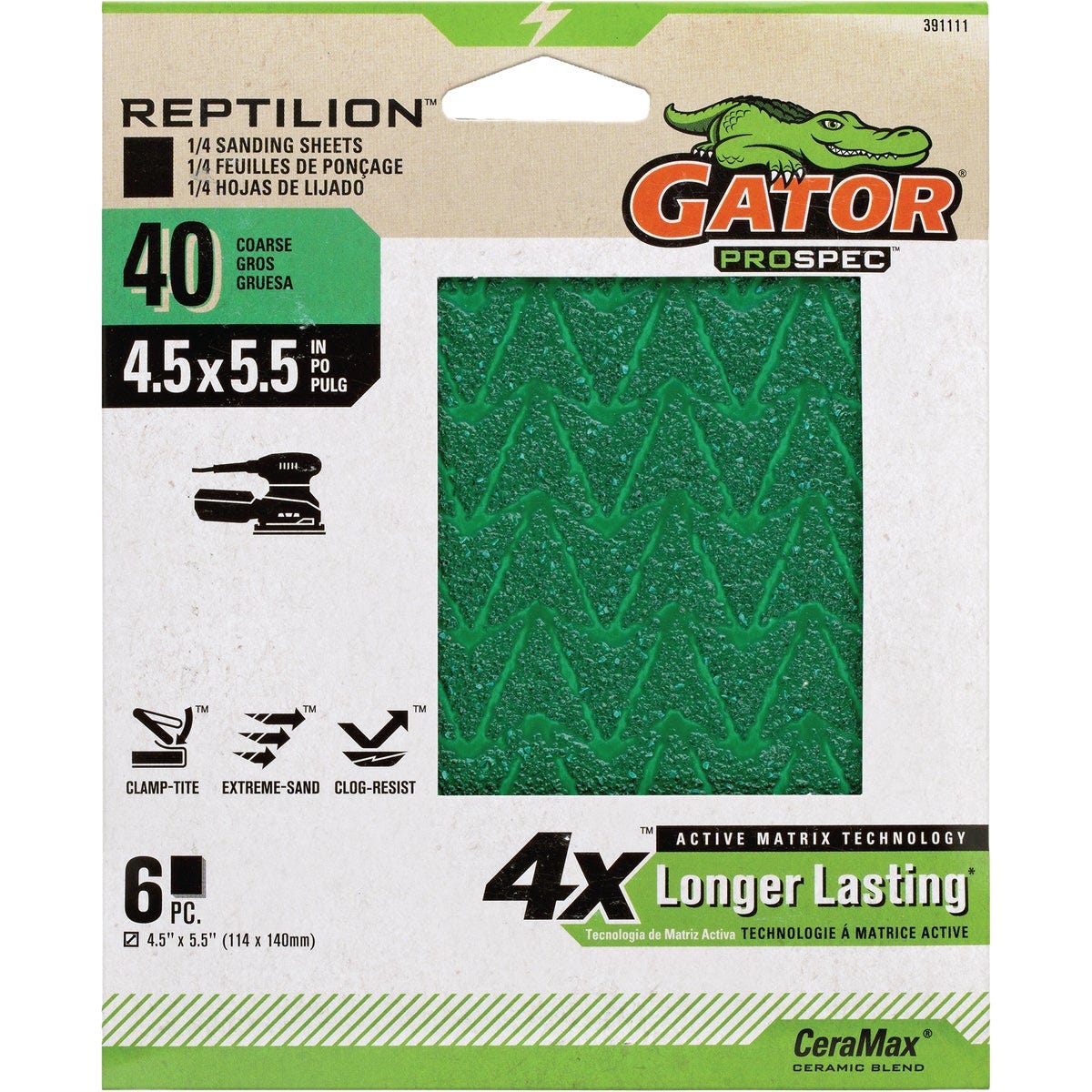 Gator Reptilian 40-Grit Sanding Sheet (6-Pack)