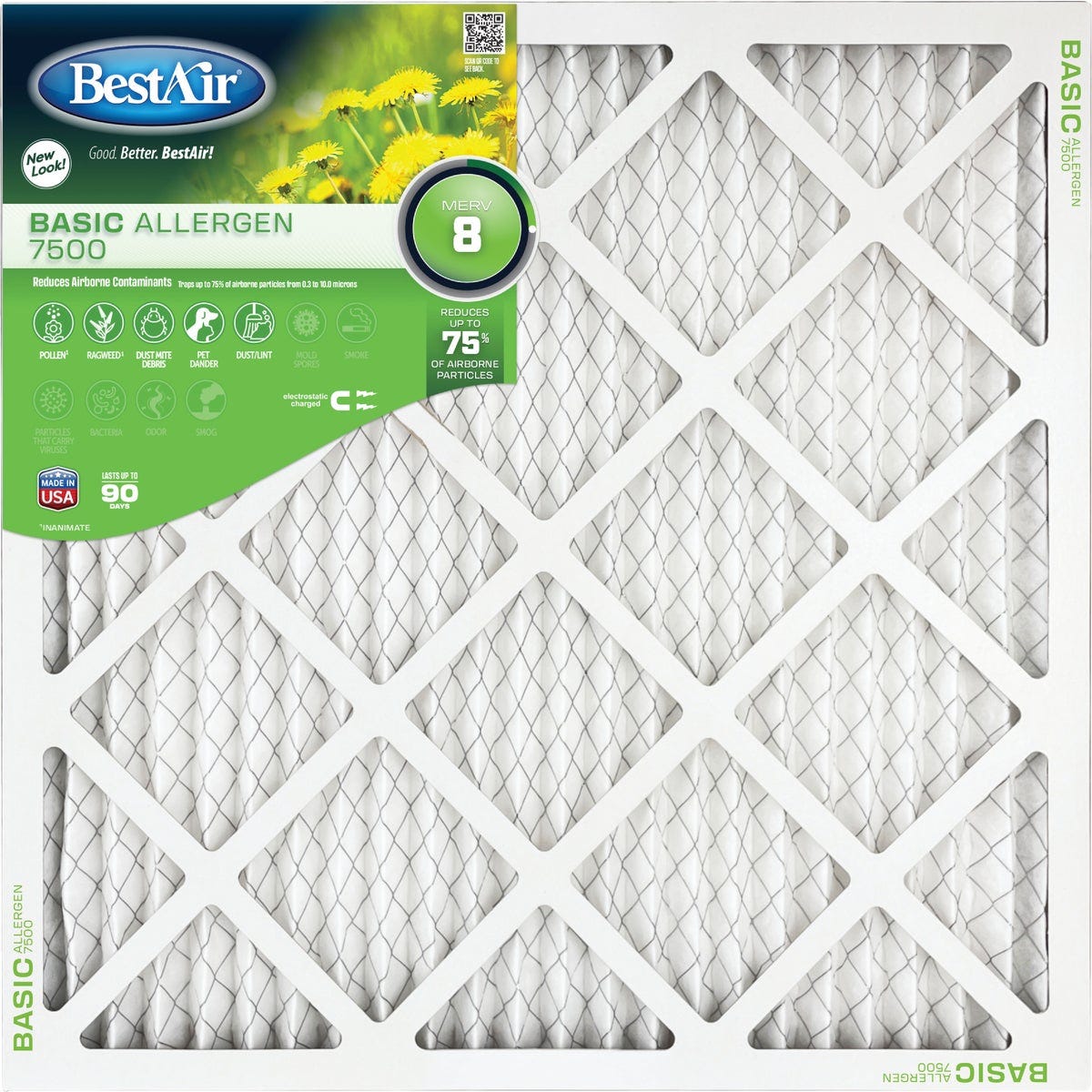 BestAir 25 In. x 25 In. x 1 In. MERV 8 Furnace Filter