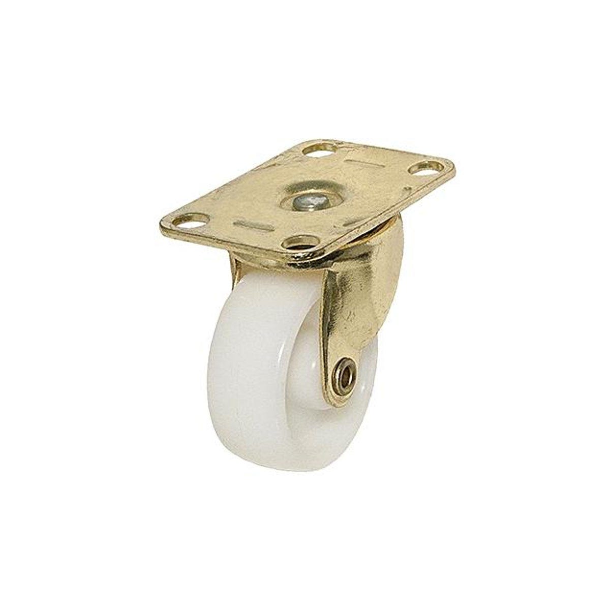 TruGuard 1-5/8 In. White with Brass Finish Plate Wheel Caster (2-Pack) TruGuard 1-5/8 In. White with Brass Finish Plate Wheel Caster (2-Pack)