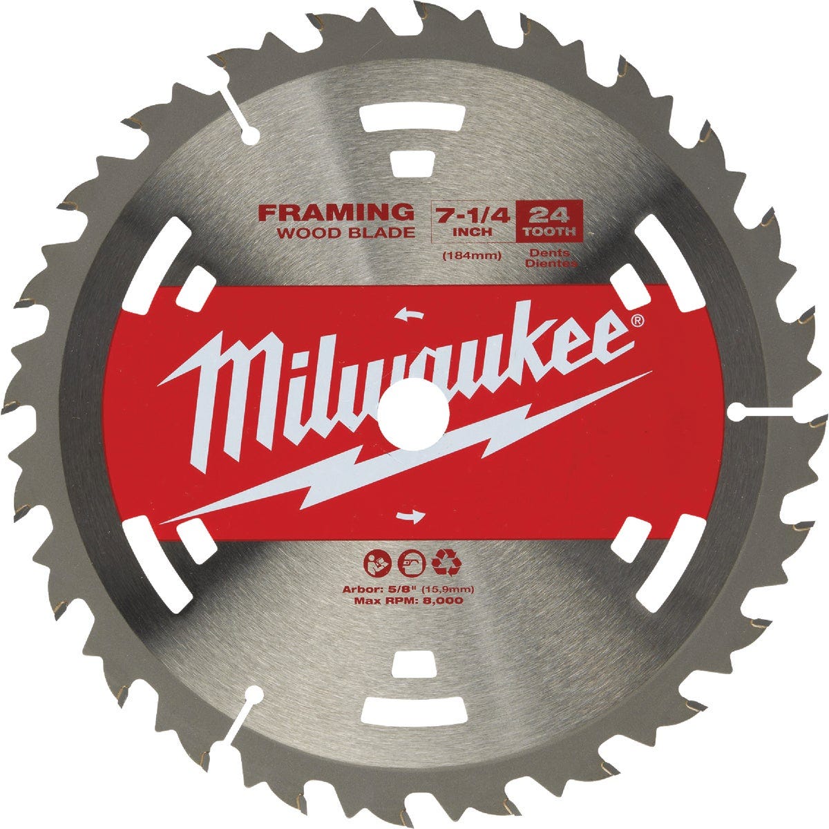 Milwaukee 7-1/4 In. 24-Tooth Construction Framing Circular Saw Blade, Bulk - photo 3