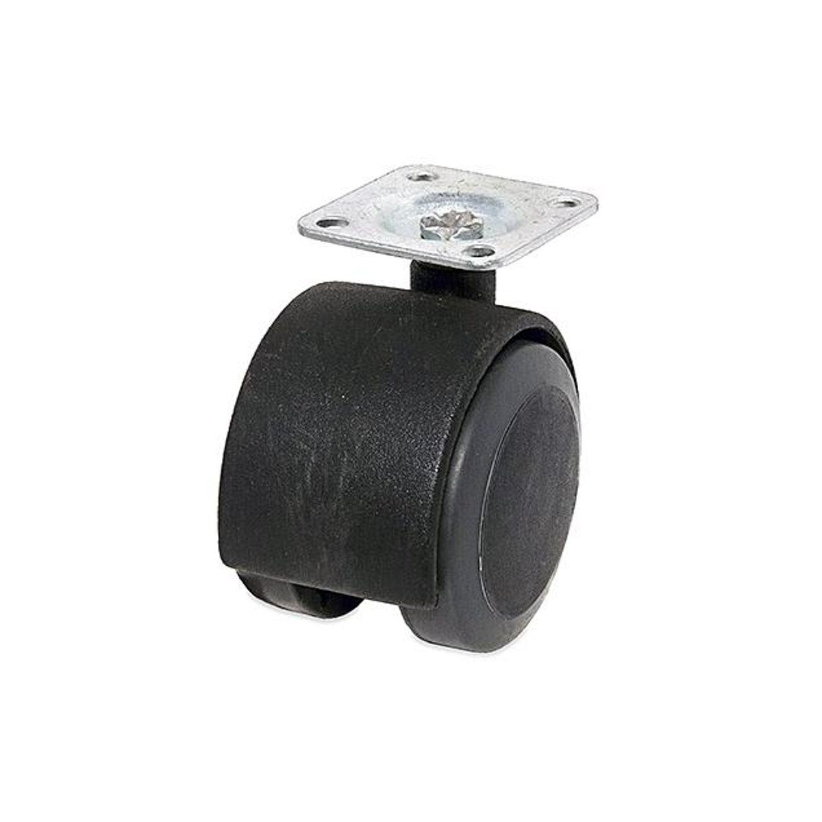 TruGuard 2 In. Black with Grey Soft Tread Dual-Wheel Caster with Plate (2-Pack)