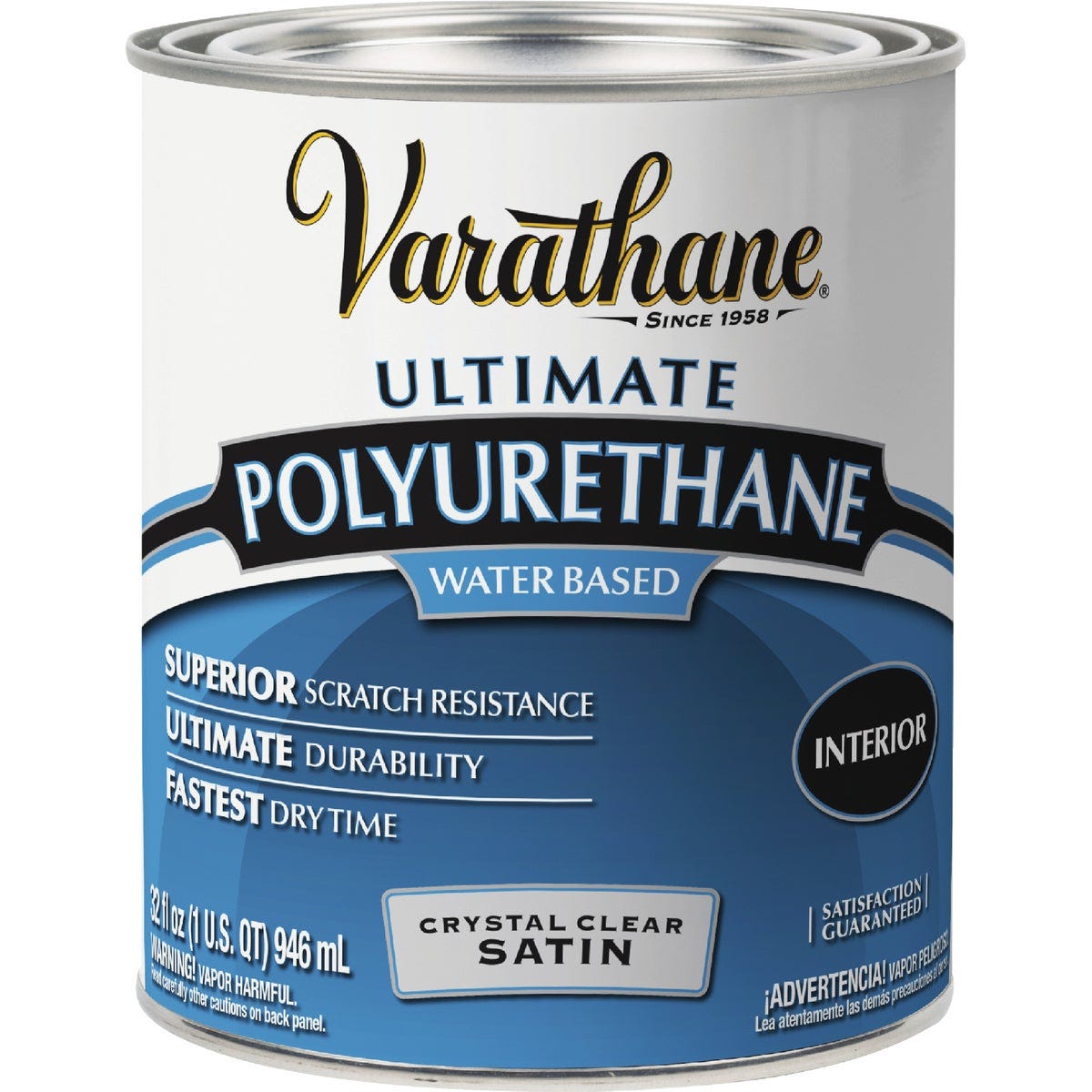 Varathane Satin Low Odor Water Based Interior Polyurethane, 1Qt.