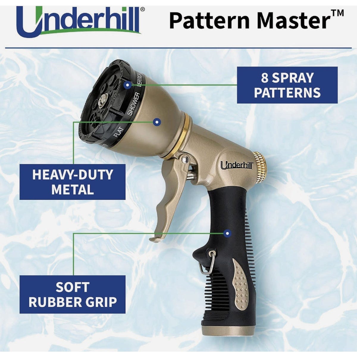 Underhill Pattern Master Gold Series Garden Water Hose Gun Nozzle Sprayer Head - photo 2 Underhill Pattern Master Gold Series Garden Water Hose Gun Nozzle Sprayer Head - photo 2