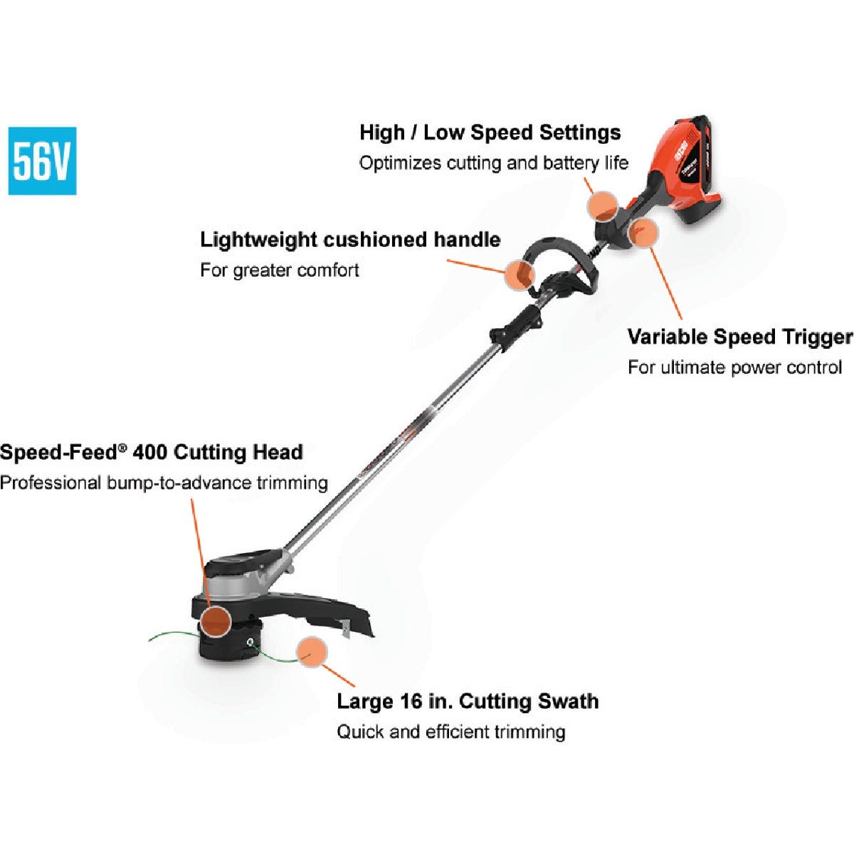 Echo 56V 14 In. to 16 In. Straight Shaft String Trimmer - photo 2 Echo 56V 14 In. to 16 In. Straight Shaft String Trimmer - photo 2