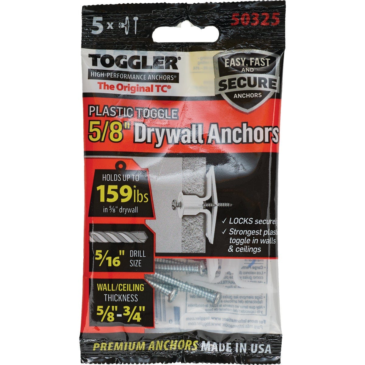 Toggler Snaptoggle #8 x 1-3/4 In. Zinc-Plated Steel Toggle Bolts (5 Ct.) - photo 2