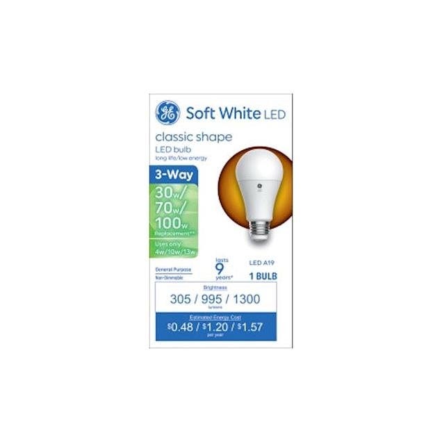 GE 3/9/13W A19 3-Way LED Light Bulb GE 3/9/13W A19 3-Way LED Light Bulb