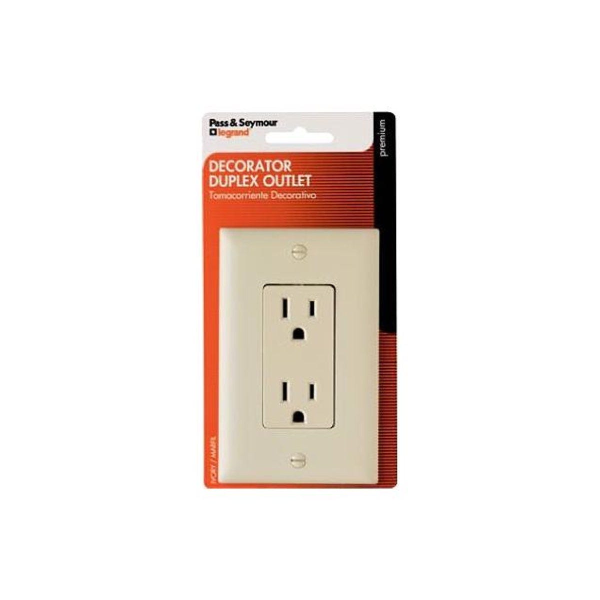 Legrand Pass & Seymour 2-Pole 3-Wire Grounding Decorator Duplex Receptacle, Ivory Legrand Pass & Seymour 2-Pole 3-Wire Grounding Decorator Duplex Receptacle, Ivory