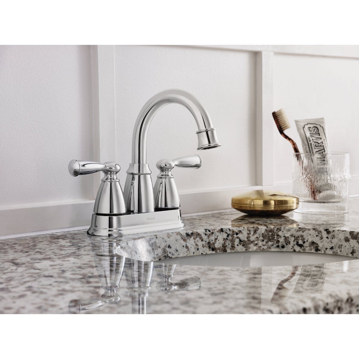 Moen Banbury 2-Handle Lever High Arc Centerset Bathroom Faucet with Push-Down, Chrome - photo 4