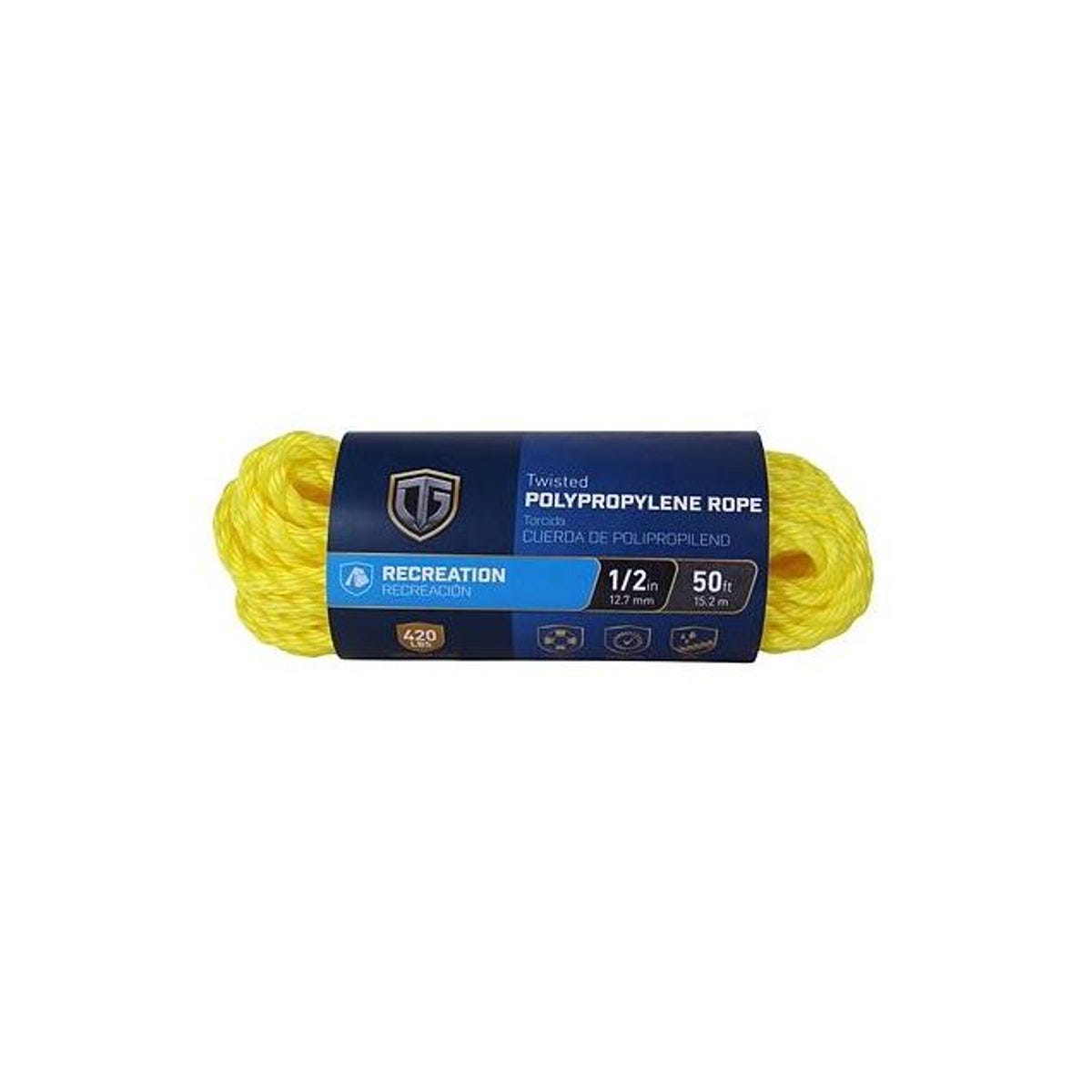 Richelieu 1/2 In. x 50 Ft. Yellow Twisted Polypropylene Rope