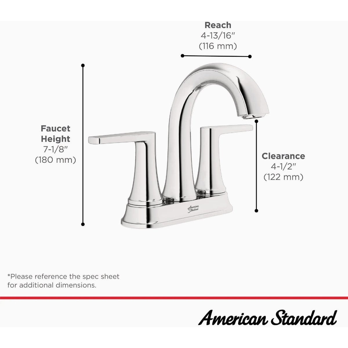 American Standard Becklow Chrome 2-Handle Lever 4 In. Centerset Hi-Arc Bathroom Faucet with Push Drain - photo 7