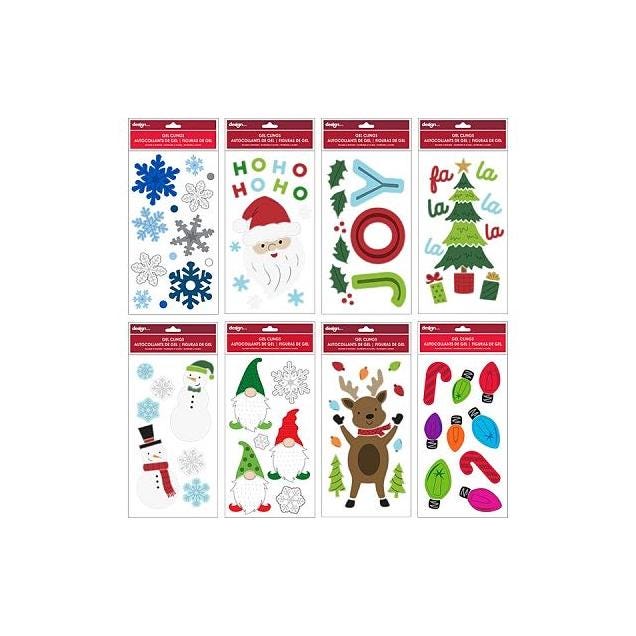 Papercraft 5.5 In. x 12 In. 8 Designs Christmas Gel Window Clings Papercraft 5.5 In. x 12 In. 8 Designs Christmas Gel Window Clings