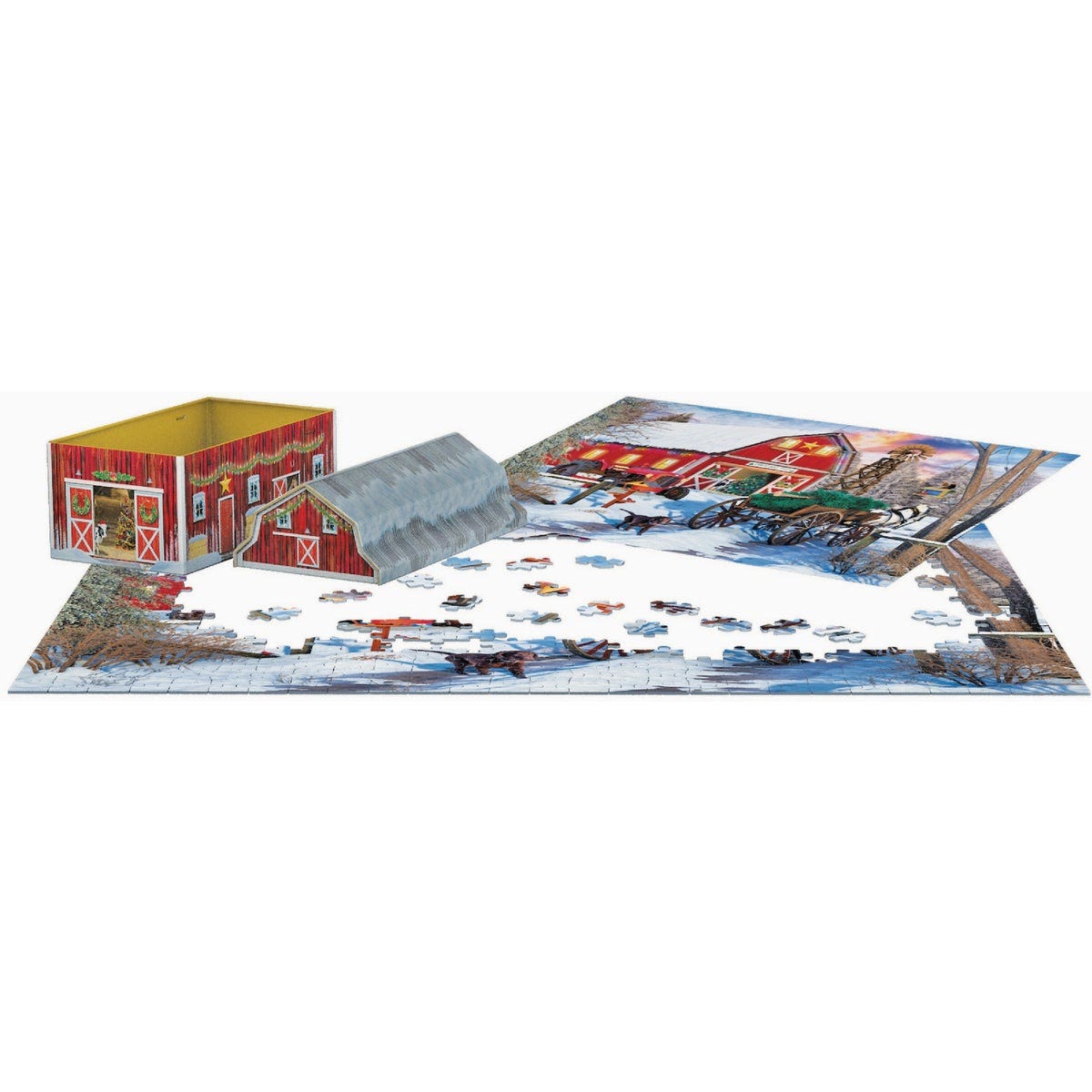 Eurographics Christmas Barn Shaped Puzzle Tin (550-Piece)