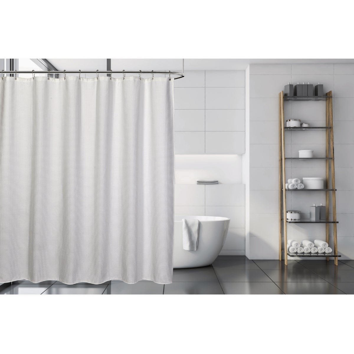 Moda At Home White Poly/Cotton Quaker Waffle Shower Curtain - photo 3 Moda At Home White Poly/Cotton Quaker Waffle Shower Curtain - photo 3