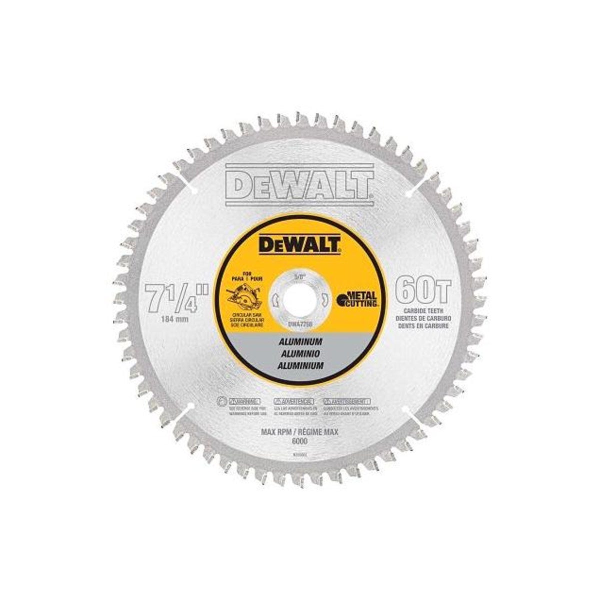 DeWalt 5/8 In. Arbor, 60-Tooth x 7-1/4 In. Aluminum Metal Cutting Blade DeWalt 5/8 In. Arbor, 60-Tooth x 7-1/4 In. Aluminum Metal Cutting Blade