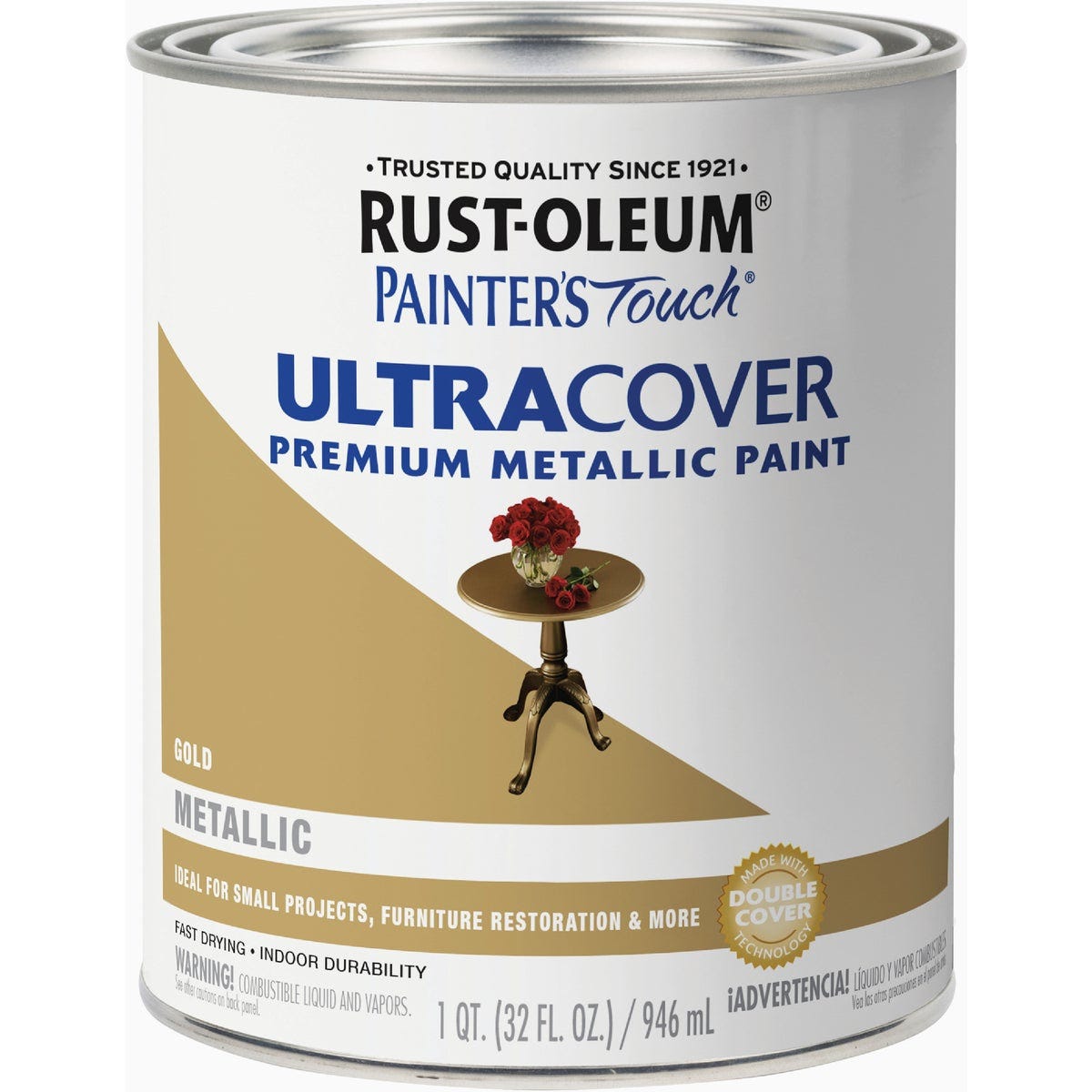 Rust-Oleum Painter's Touch Ultra Cover Premium Metallic Paint, Metallic Gold, 1 Qt. - photo 6