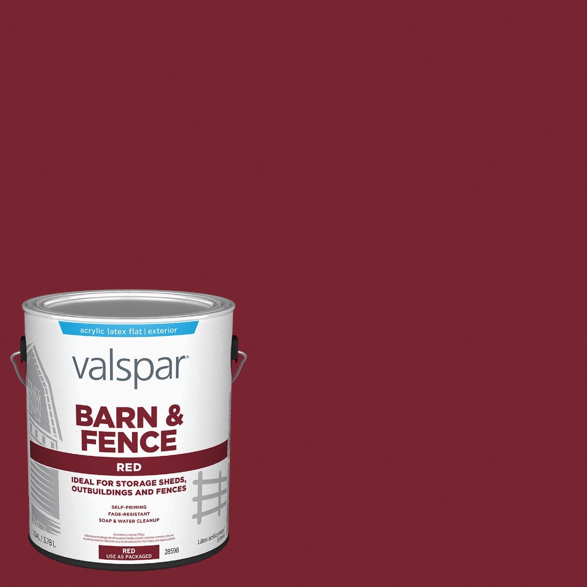 Valspar Latex Paint & Primer In One Flat Barn & Fence Paint, Red, 1 Gal. Valspar Latex Paint & Primer In One Flat Barn & Fence Paint, Red, 1 Gal.