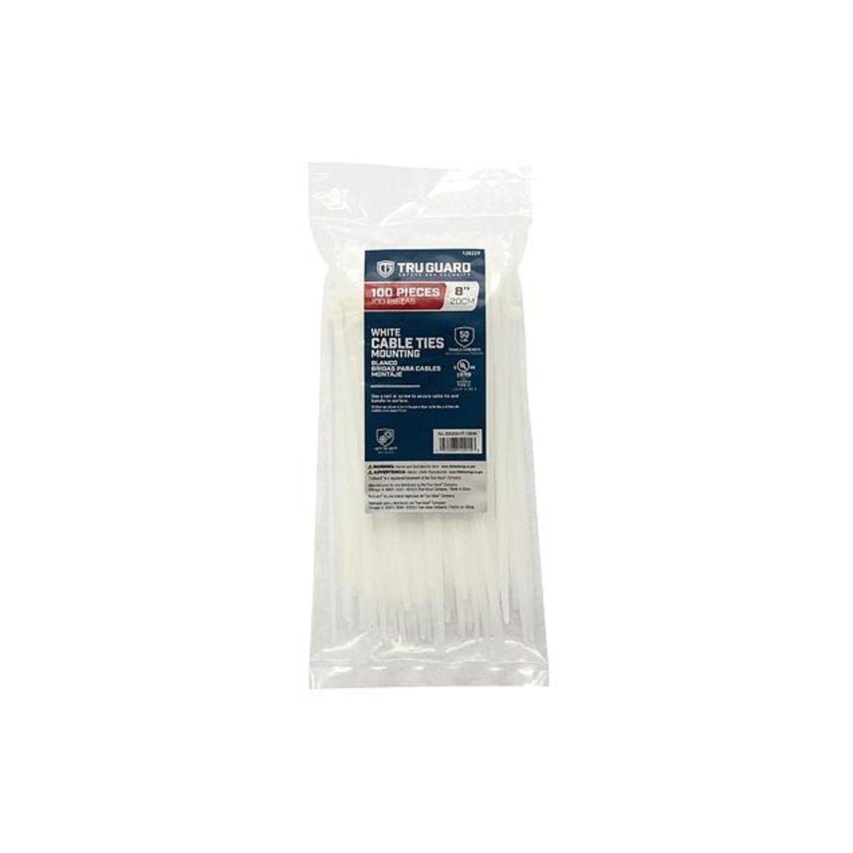 TruGuard 8 In. White Mounting Cable Ties (100-Pack)