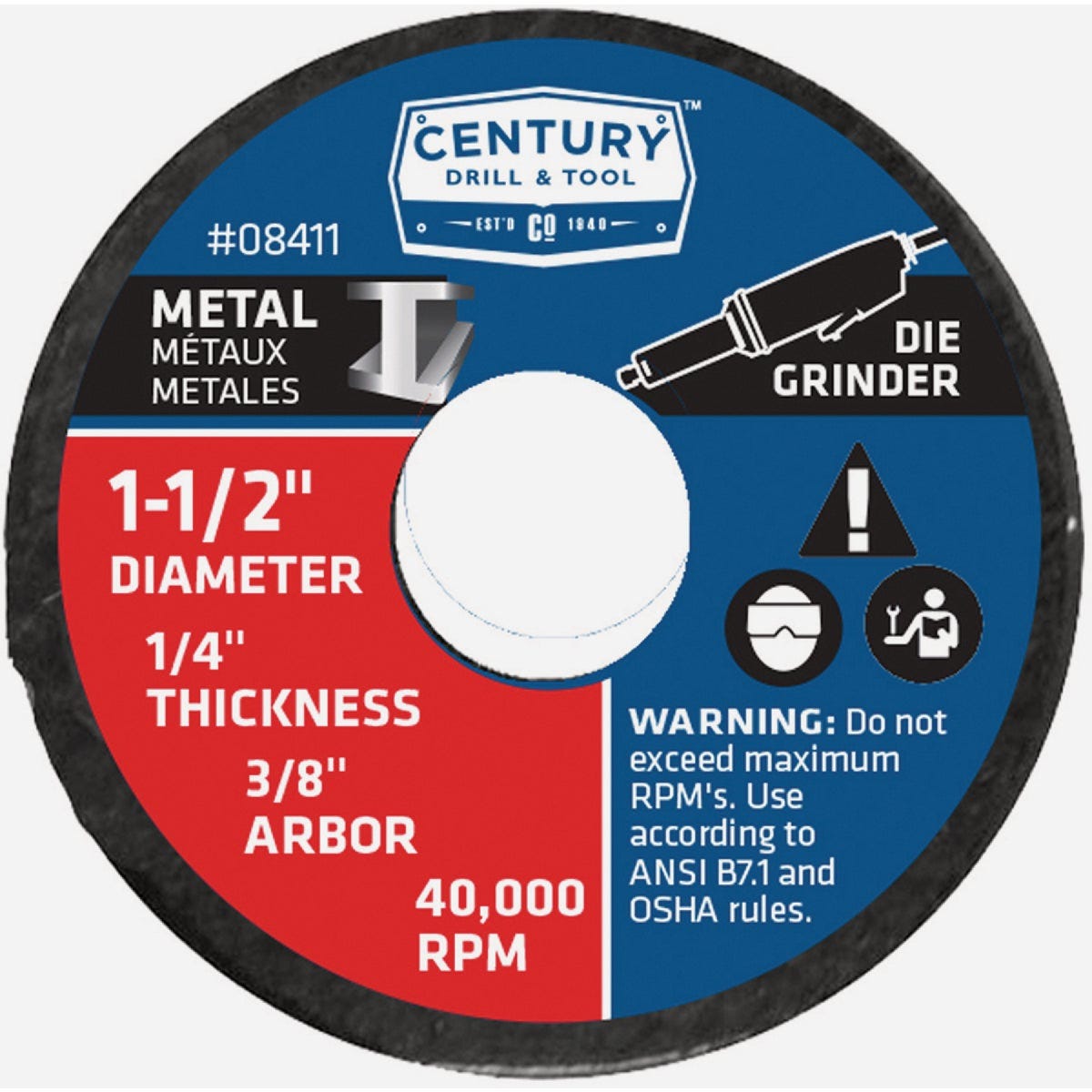 Century Drill & Tool 1-1/2 In. x 1/4 In. Metal Grinding Wheel Century Drill & Tool 1-1/2 In. x 1/4 In. Metal Grinding Wheel