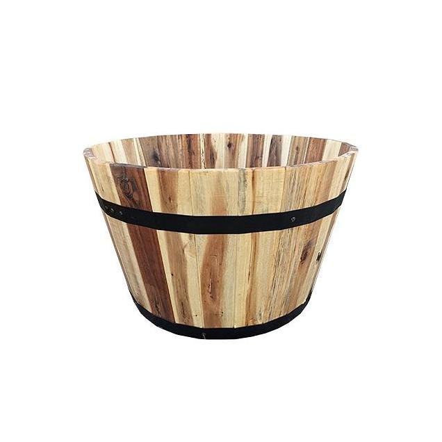Avera Products 21 In. x 12 In. Wood Barrel Wood Planter Avera Products 21 In. x 12 In. Wood Barrel Wood Planter