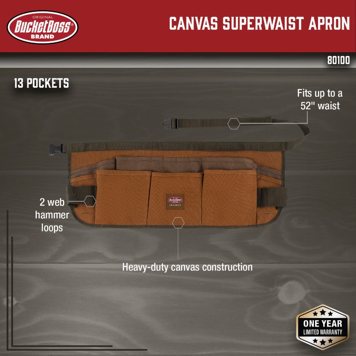 Bucket Boss SuperWaist 13-Pocket Canvas Apron - photo 4 Bucket Boss SuperWaist 13-Pocket Canvas Apron - photo 4