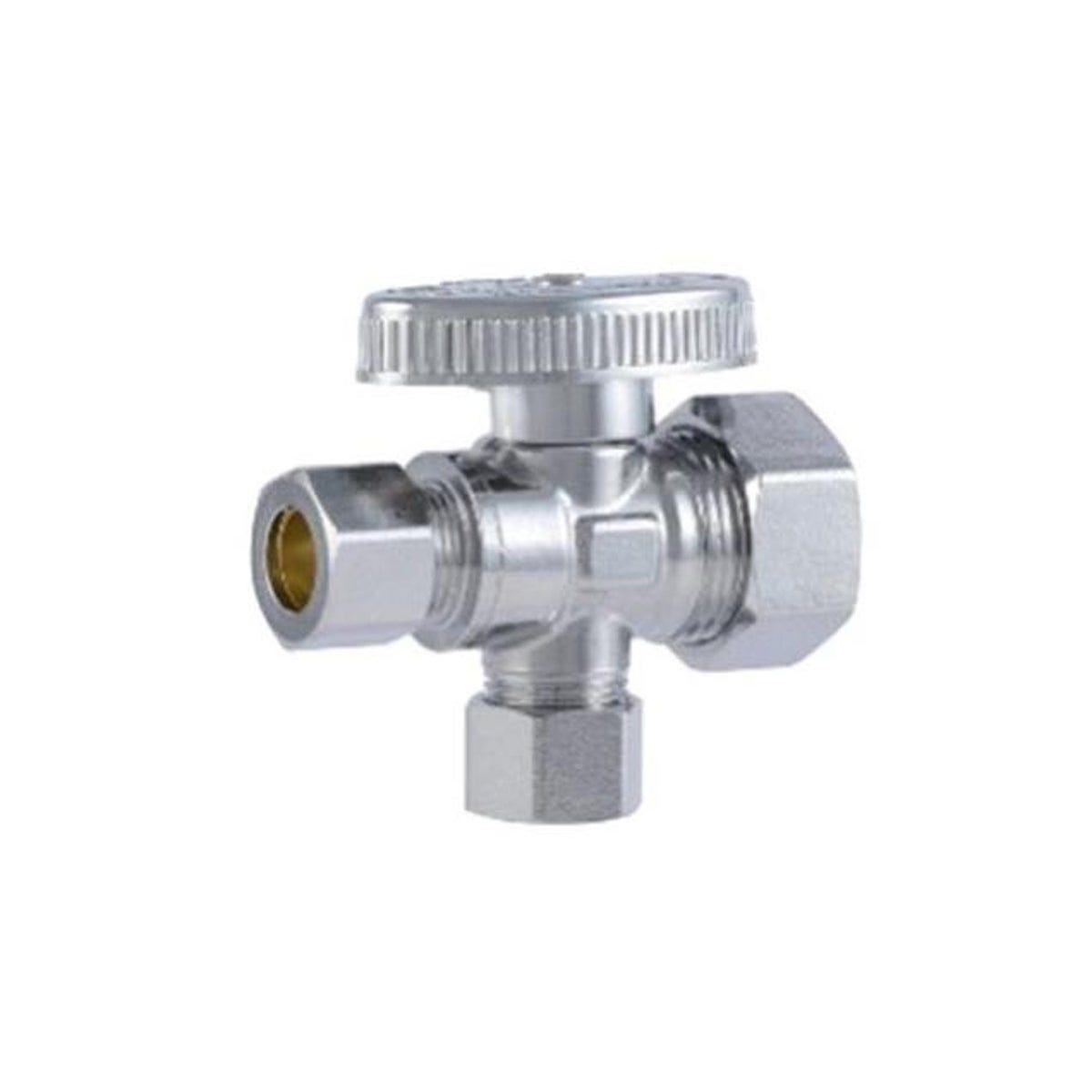 SharkBite 1/2 In. x 3/8 In. Brass Dual Outlet Ball Valve