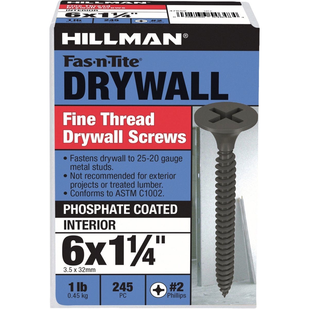 Hillman Fas-N-Tite #6 x 1-1/4 In. Phillips Fine Thread Drywall Screw (245-Count) Hillman Fas-N-Tite #6 x 1-1/4 In. Phillips Fine Thread Drywall Screw (245-Count)