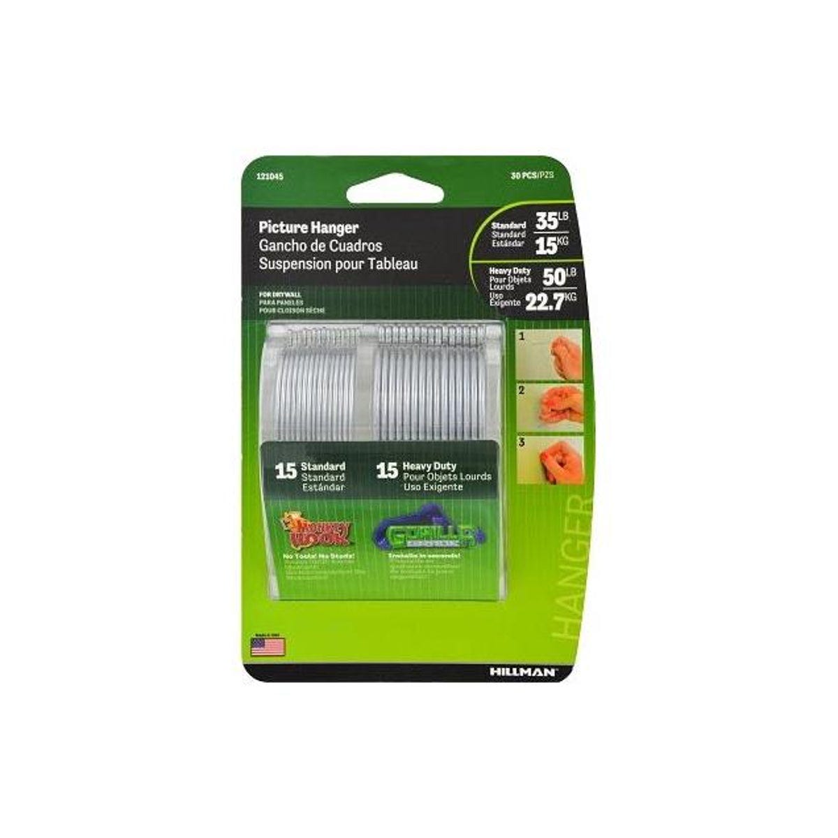 Hillman 35 Lb. Monkey Picture Hanger Wall Hook (15-Pack)