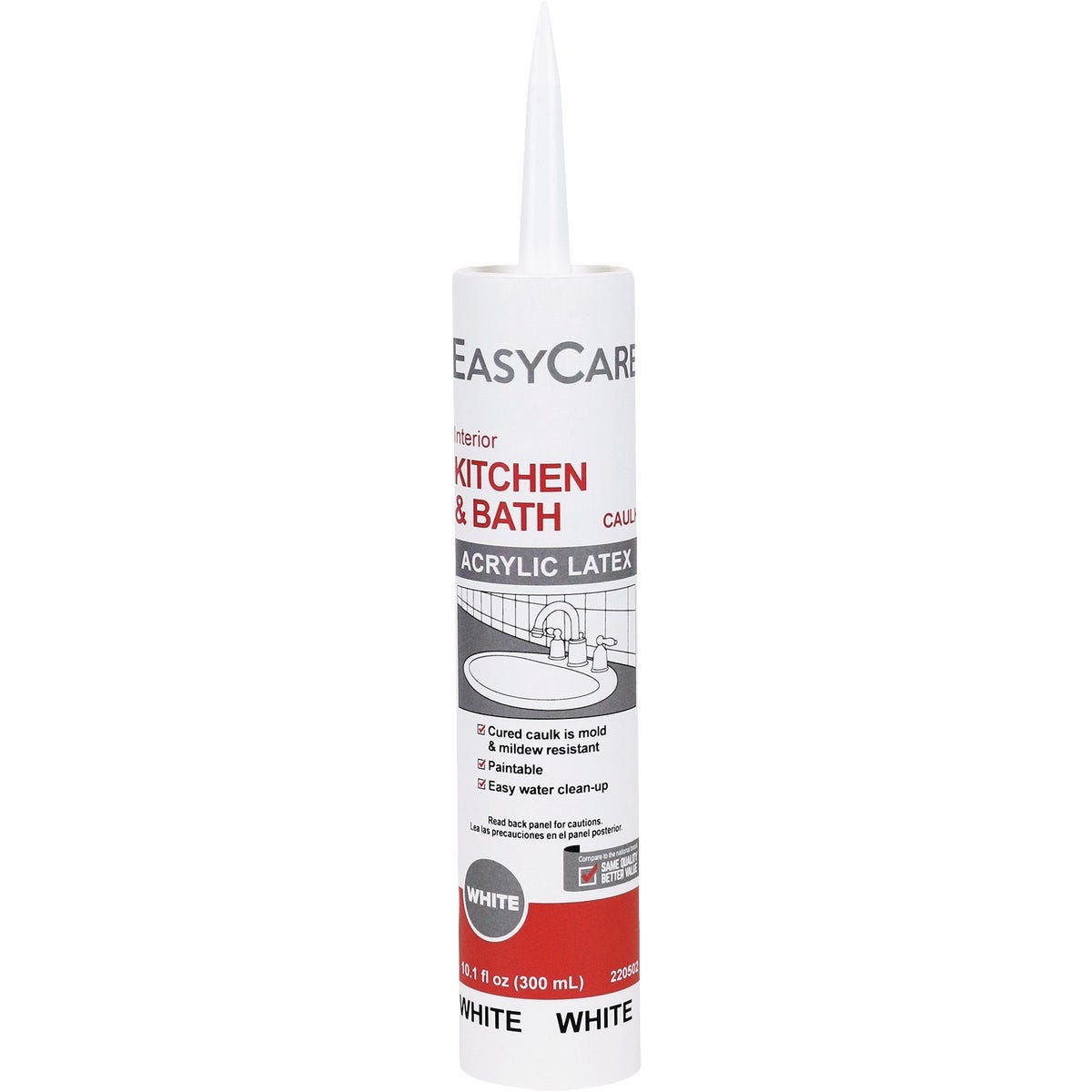 EasyCare 10.1 Oz. White Kitchen & Bath Latex Adhesive Caulk EasyCare 10.1 Oz. White Kitchen & Bath Latex Adhesive Caulk