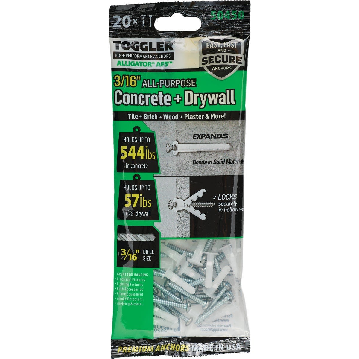 Toggler Alligator #8 x 1-1/4 In. Concrete & Drywall Anchors (20 Ct.) - photo 2 Toggler Alligator #8 x 1-1/4 In. Concrete & Drywall Anchors (20 Ct.) - photo 2
