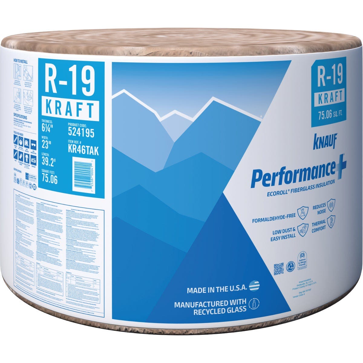 Knauf R-19 23 In. X 39.16 Ft. Standard Kraft Faced Roll Fiberglass Insulation Knauf R-19 23 In. X 39.16 Ft. Standard Kraft Faced Roll Fiberglass Insulation