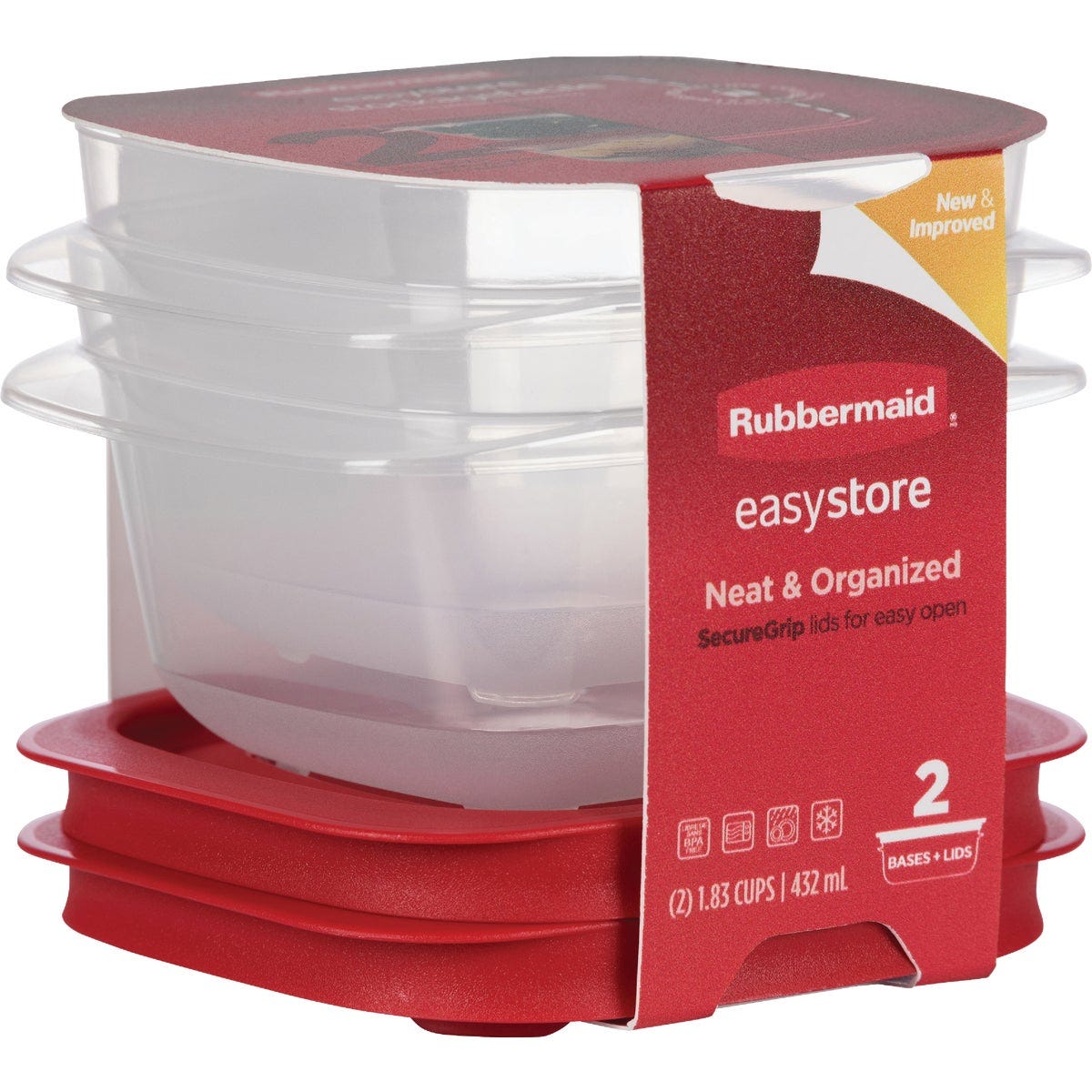 Rubbermaid EasyStore 1.83 C. Clear Square Food Storage Container with Lid (2-Pk.) - photo 4