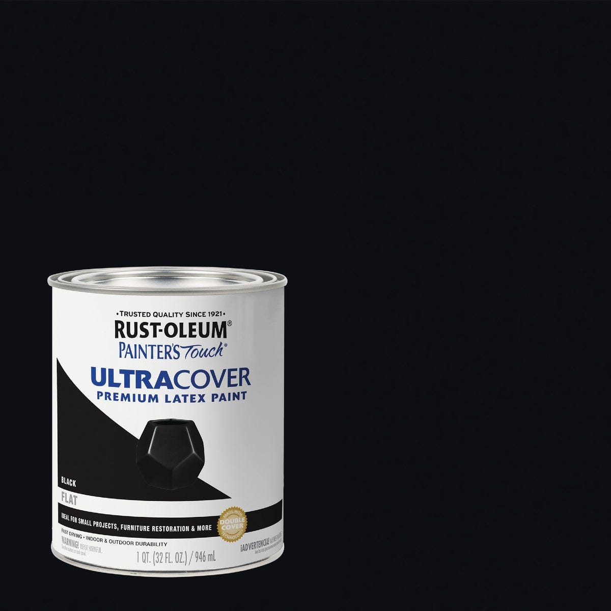 Rust-Oleum Painter's Touch 2X Ultra Cover Premium Latex Paint, Flat Black, 1 Qt.